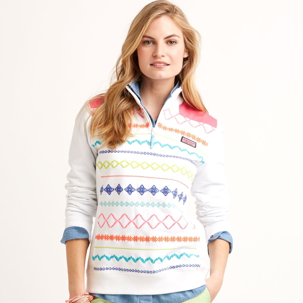 NWT Women’s Vineyard Vines Island Embroidered Shep Shirt - Size XS - Quarter Zip